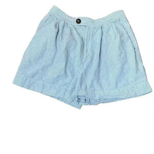 Anthropologie blue white stripe linen blend casual shorts  4th of July size M